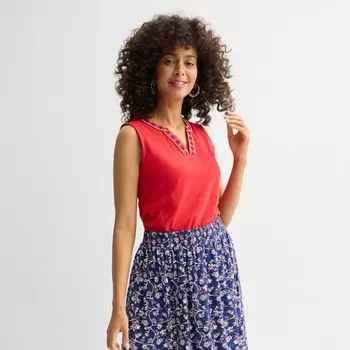 Женская майка с вышитым краем Croft & Barrow, цвет garden poppy