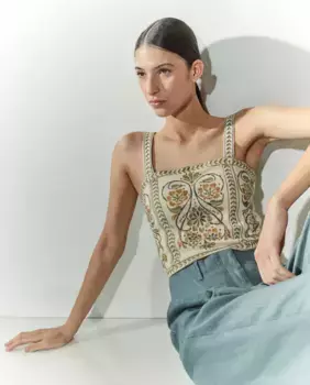 Женская майка с вышивкой Tintoretto, цвет Tostado