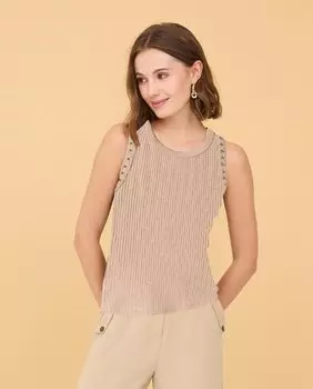 Женская майка с заклепками Nud, бежевый