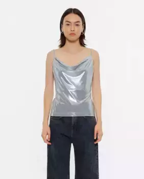 Женская майка серебристого цвета с эффектом металлик Bimba y Lola, серебрянный