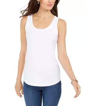 Женская майка supima из хлопка с круглым вырезом, созданная для macy's Charter Club, белый