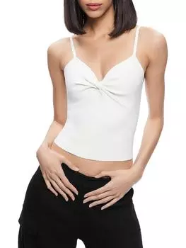 Женская майка-топ с перекрученным передом Alice and Olivia, цвет soft white