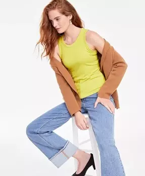 Женская майка в рубчик с высоким воротником, XXS-4X On 34th, зеленый