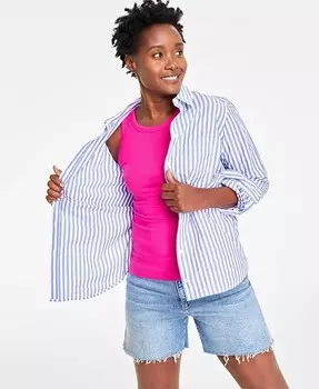 Женская майка в рубчик с высоким воротником, XXS-4X On 34th, розовый