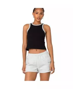 Женская майка Wes в рубчик контрастного цвета Edikted, черный