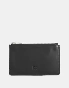 Женская маленькая кожаная визитница на молнии Dudu, черный