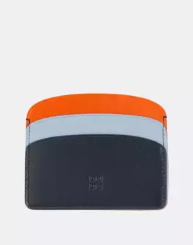 Женская маленькая плоская кожаная карманная визитница Dudu, темно-синий