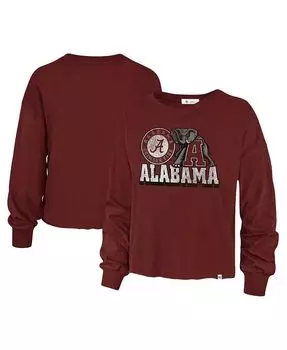 Женская малиновая футболка с длинными рукавами и эффектом потертости Alabama Crimson Tide Bottom Line Parkway '47 Brand, красный