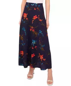 Женская макси-юбка с цветочным принтом на эластичном поясе CeCe, синий