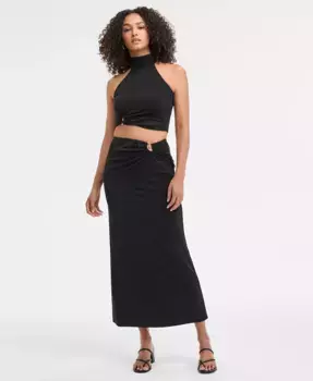 Женская макси-юбка с металлической фурнитурой Hardware Bar III, черный