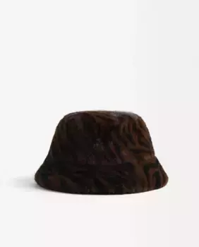 Женская меховая шапка-ведро с анималистичным принтом Parfois, коричневый
