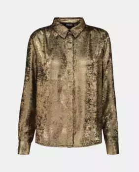 Женская металлизированная рубашка Pieces, золото