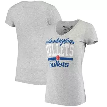 Женская межсезонная футболка с v-образным вырезом Mitchell & Ness Heathered Washington Bullets