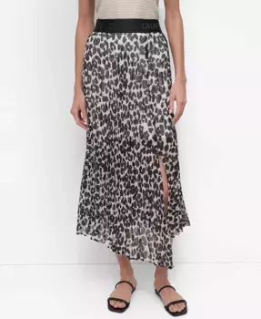 Женская миди-юбка из шифона с принтом DKNY, белый