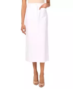 Женская миди-юбка с накладными карманами из смесового льна Vince Camuto, белый