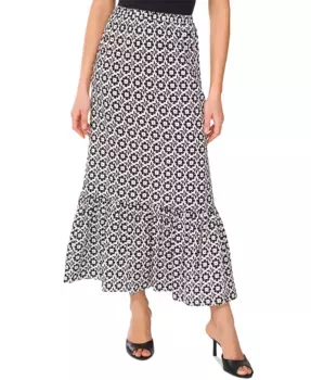 Женская миди-юбка с принтом и рюшами на резинке Vince Camuto, черный