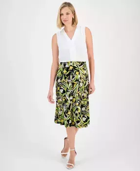 Женская миди-юбка с принтом на резинке Kasper, черный