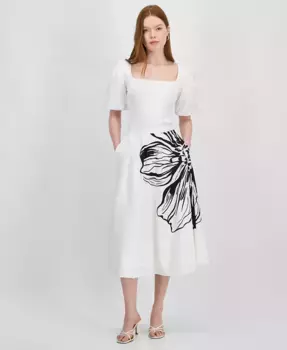 Женская миди-юбка с расклешенным силуэтом и принтом Placement-Print T Tahari, мультиколор