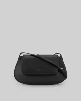 Женская мини кожаная сумка через плечо с клапаном Adolfo Dominguez, черный