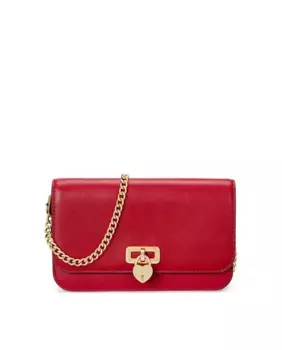 Женская мини-сумка через плечо из кожи с клапаном Lauren Ralph Lauren, красный