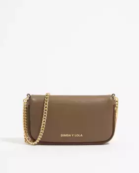 Женская мини-сумка через плечо из темной серо-коричневой кожи Bimba y Lola, цвет Topo