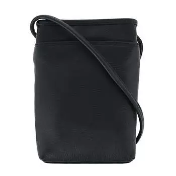 Женская мини-сумка через плечо из зернистой кожи с открытым верхом CTM, черный