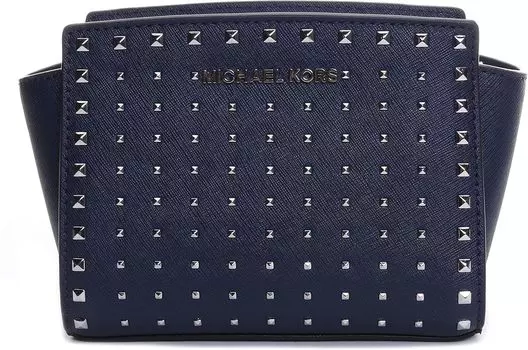 Женская мини-сумка через плечо Michael Kors Selma с заклепками, без размера (темно-синий)