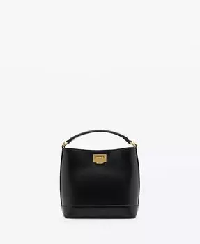 Женская мини-сумка-шоппер с навесным замком сзади MANGO, черный