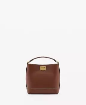 Женская мини-сумка-шоппер с навесным замком сзади MANGO, коричневый