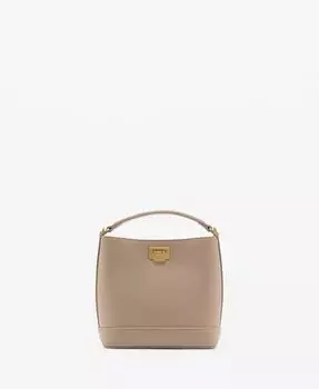 Женская мини-сумка-шоппер с навесным замком сзади MANGO, коричневый