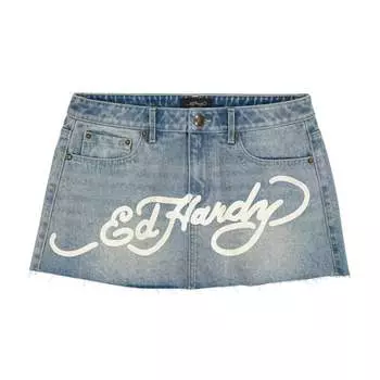 Женская мини-юбка Dragon в цвете Light Wash Ed Hardy