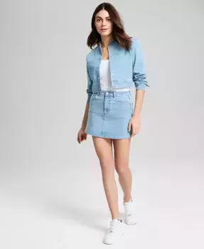 Женская мини-юбка из денима с цветочной вышивкой And Now This, синий