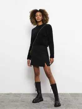 Женская мини-юбка из гладкой твидовой ткани LCW Casual