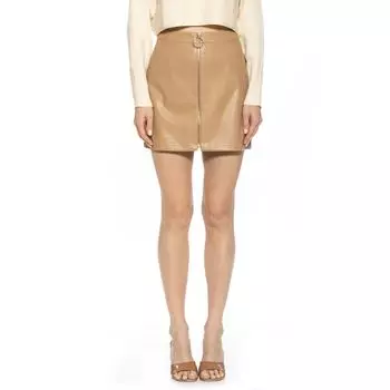 Женская мини-юбка из искусственной кожи с открытой молнией ALEXIA ADMOR ALEXIA ADMOR, коричневый