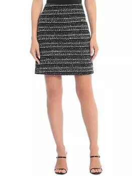 Женская мини-юбка-карандаш из смесовой шерсти Bagatelle, черный/белый