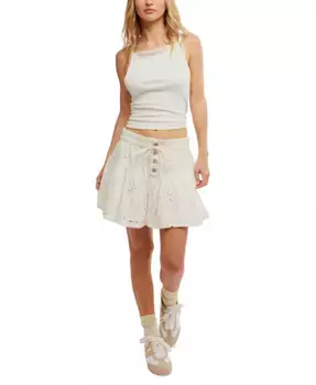 Женская мини-юбка Roselle с ажурными вставками Free People, слоновая кость/кремовый