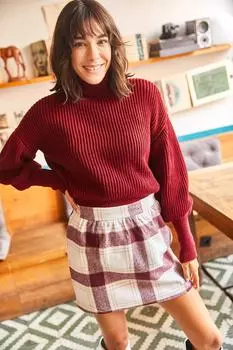 Женская мини-юбка с эластичной прострочкой на талии цвета пыльной розы цвета экрю Olalook, розовый