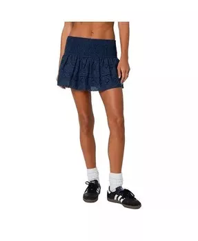 Женская мини-юбка с оборками и люверсами Scrunchy Edikted, синий