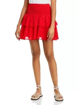 Женская мини-юбка с оборками MILLY, цвет tomato