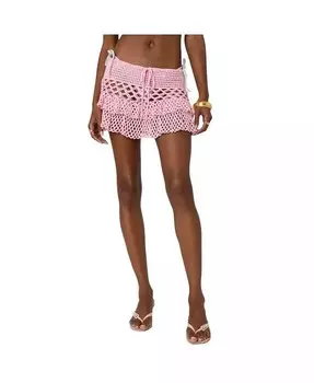 Женская мини-юбка с рюшами, связанная крючком Edikted, розовый