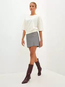 Женская мини-юбка узкого кроя в клетку с застежкой-молнией на талии LCW Vision