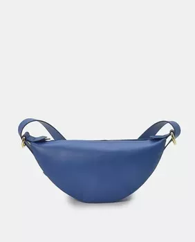 Женская многопозиционная кожаная сумка через плечо в форме полумесяца синего цвета Klein Leandra, индиго