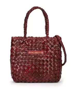 Женская многопозиционная плетеная кожаная сумка через плечо Pedro Miralles, гранатовый