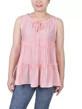 Женская многоярусная блузка без рукавов Petites NY Collection, цвет crystal pink