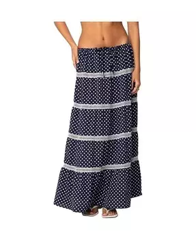 Женская многоярусная макси-юбка в горошек Edikted, синий