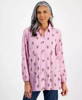 Женская многоярусная рубашка-туника с принтом Style & Co, фиолетовый