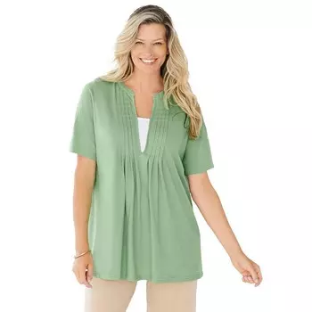 Женская многослойная футболка размера плюс с рукавами до локтя, 7 дней, Woman Within, цвет Sage