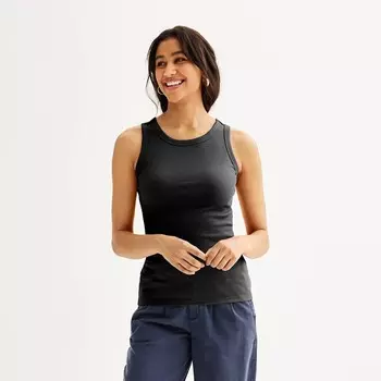 Женская многослойная майка Sonoma Goods For Life с высоким воротником, цвет Pitch Black