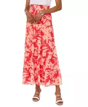 Женская многослойная макси-юбка с цветочным принтом Vince Camuto, красный