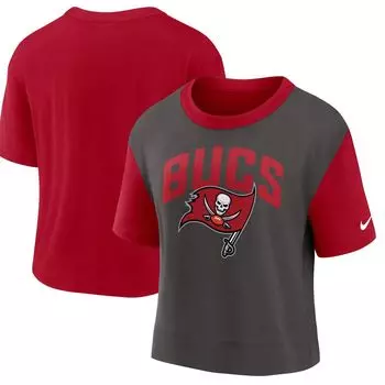 Женская модная футболка с высокими бедрами Nike Red/Pewter Tampa Bay Buccaneers Nike